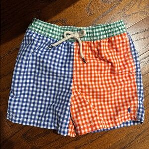 Ralph Lauren Green and Orange Gingham baby boy Swim Shorts